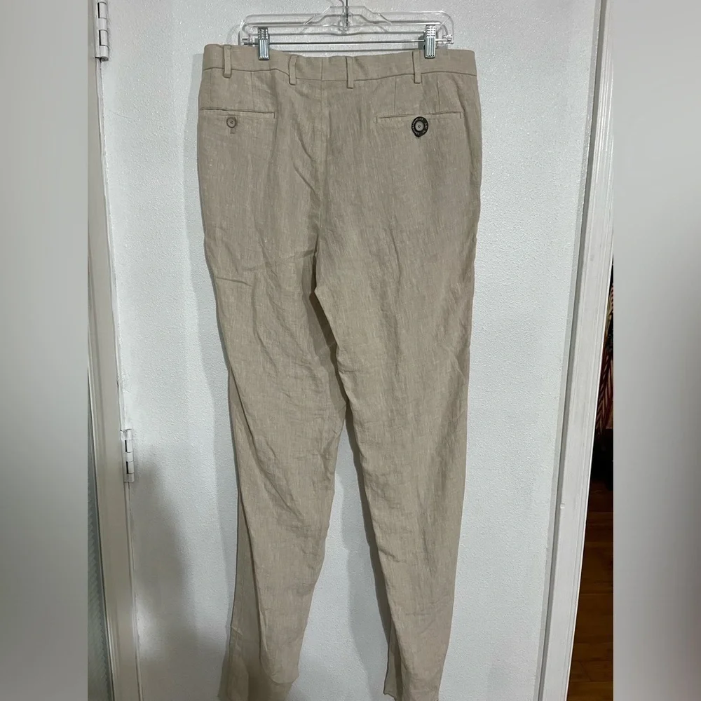 HILTL men’s contemporary fit linen blend pants NWOT size 54 raw hem